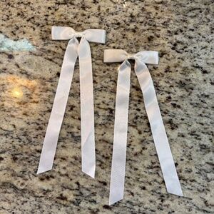 Set of (2) Urban Outfitters White Bridal Satin Hair Barrette Bows